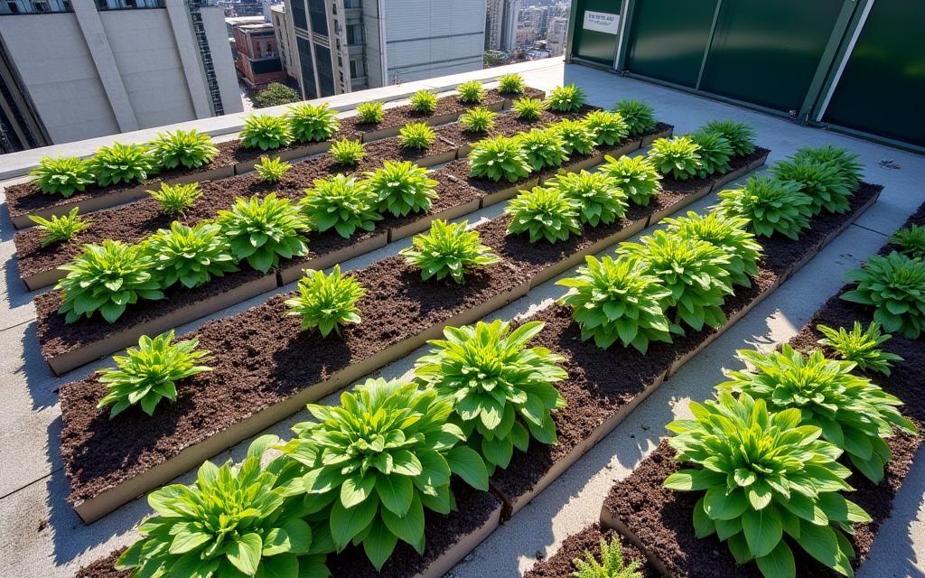 整然と並んだ銀座の屋上レンタル菜園